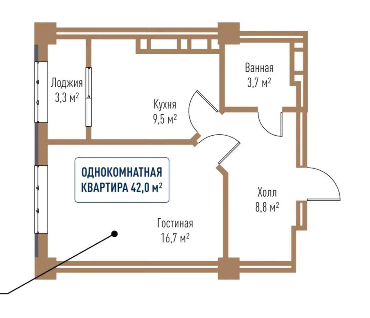 Продажа, Элитка, 1 ком, 42 м2, этаж 2/14, ж/к ЖК SEVEN, Сост: Строящийся ПСО - фото 4