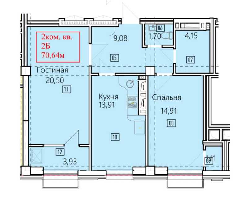 Элитка, 2 ком, 70 м2, этаж 5/15, ж/к Нью-Йорк сити (New York city), Сост: Сдан ПСО - фото 1