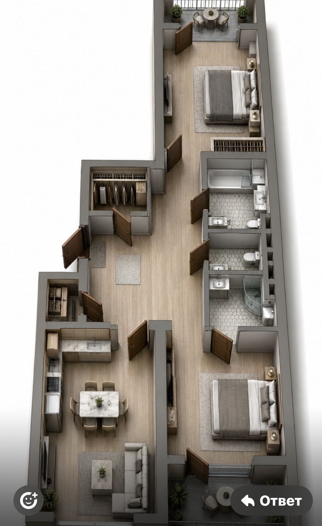 Элитка, 2 ком, 74 м2, этаж 11/14, ж/к Элиф Гарден/Elif Garden, Сост: Строящийся ПСО - фото 5