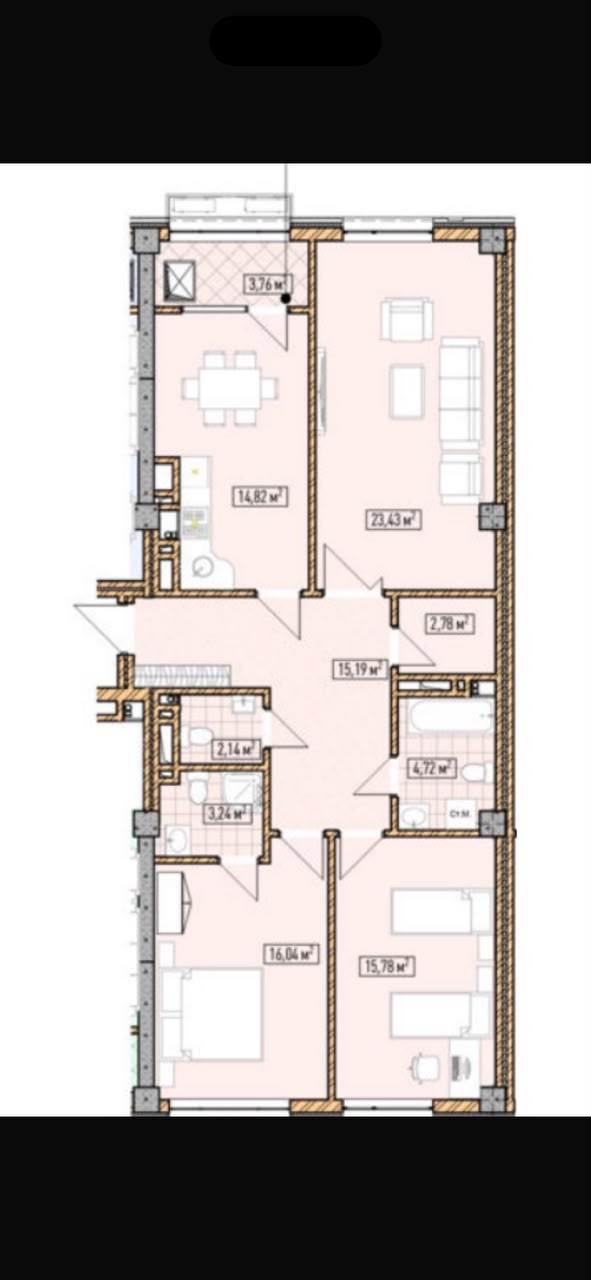 Продажа, Элитка, 3 ком, 101.9 м2, этаж 9/14, ж/к Нью-Йорк сити (New York city), Сост: Сдан ПСО - фото 6