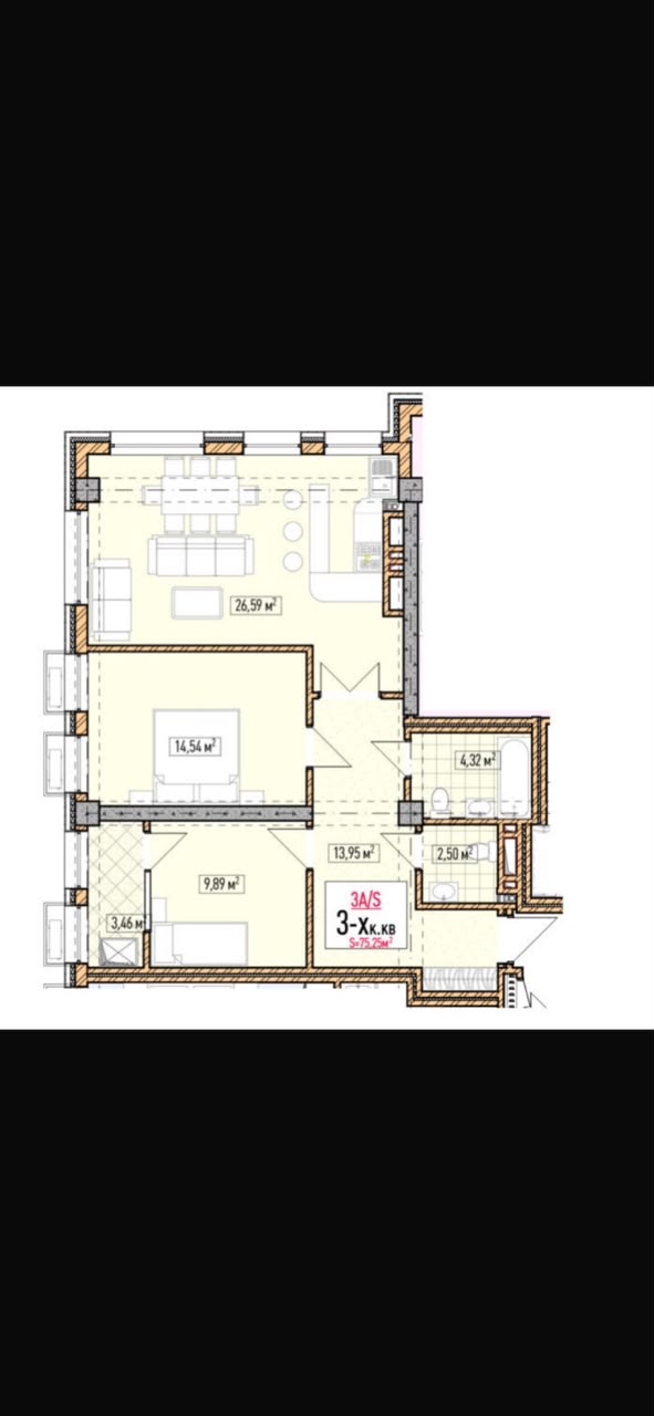Продажа, Элитка, 3 ком, 75.25 м2, этаж 11/18, ж/к Нью-Йорк сити (New York city), Сост: Строящийся ПСО - фото 6