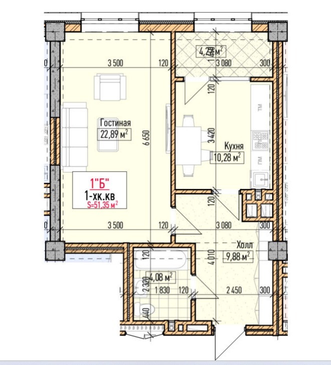 Продажа, Элитка, 2 ком, 51.32 м2, этаж 10/16, ж/к Нью-Йорк сити (New York city), Сост: Строящийся ПСО - фото 6