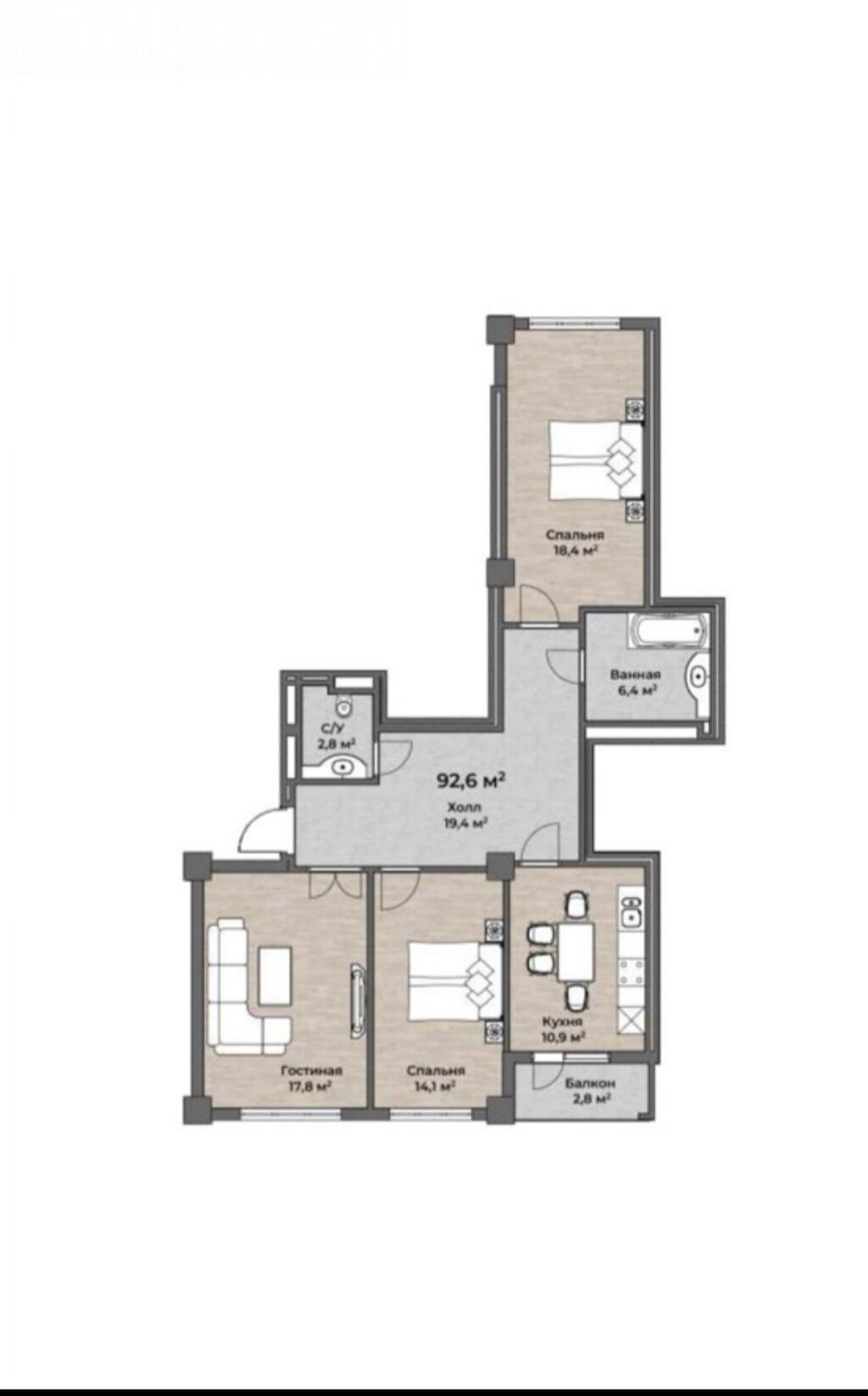 Элитка, 3 ком, 92.5 м2, этаж 12/12, ж/к ЖК Эмель, Сост: Сдан ПСО - фото 11
