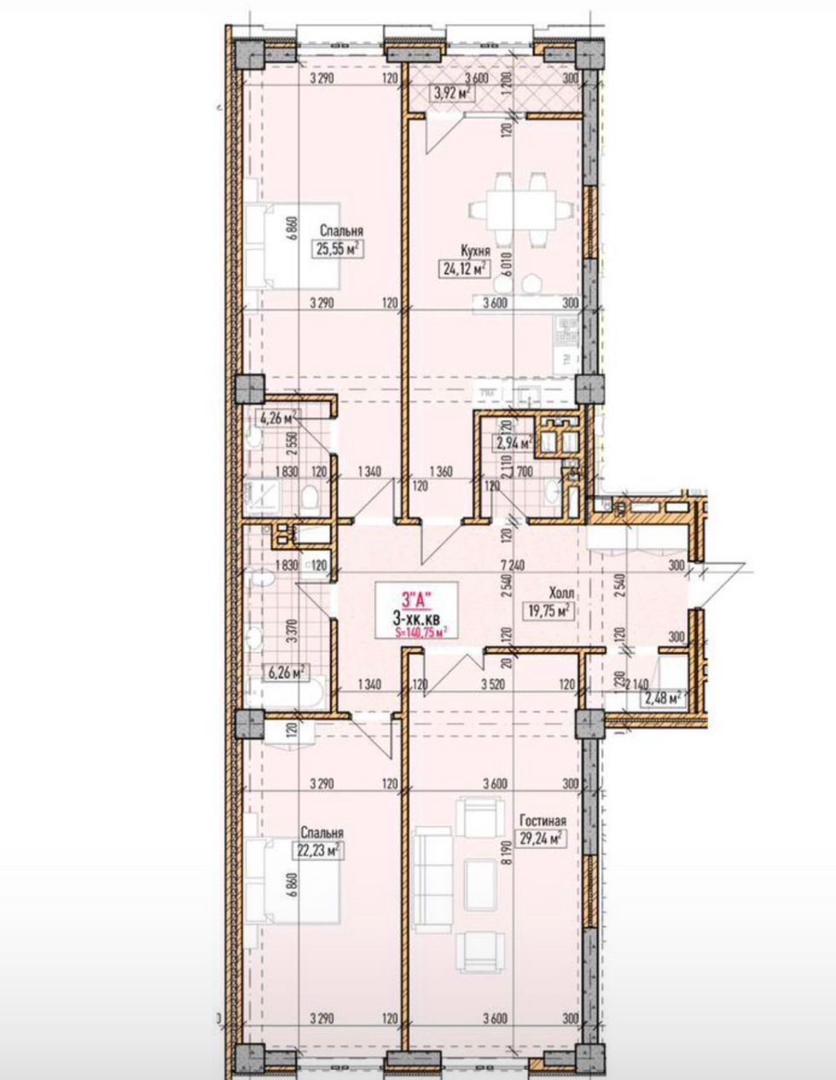 Продажа, Элитка, 3 ком, 140.75 м2, этаж 5/14, ж/к Нью-Йорк сити (New York city), Сост: Строящийся ПСО - фото 1
