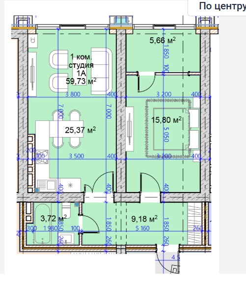 Элитка, 1 ком, 59.73 м2, этаж 18/25, ж/к ЖК Houston Tower (Хьюстон Тауэр), Сост: Строящийся ПСО - фото 8