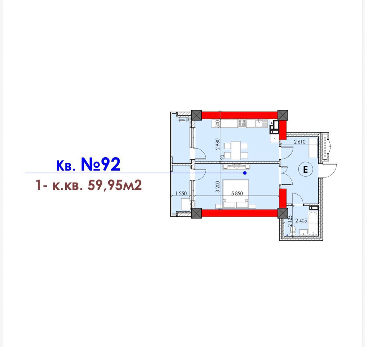 Элитка, 1 ком, 60 м2, этаж 10/18, ж/к Turpan Tower, Сост: Сдан ПСО - фото 2