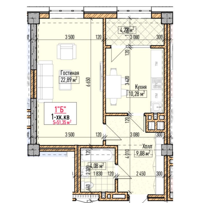 Элитка, 2 ком, 51.35 м2, этаж 15/, ж/к Нью-Йорк сити (New York city), Сост: Строящийся ПСО - фото 1
