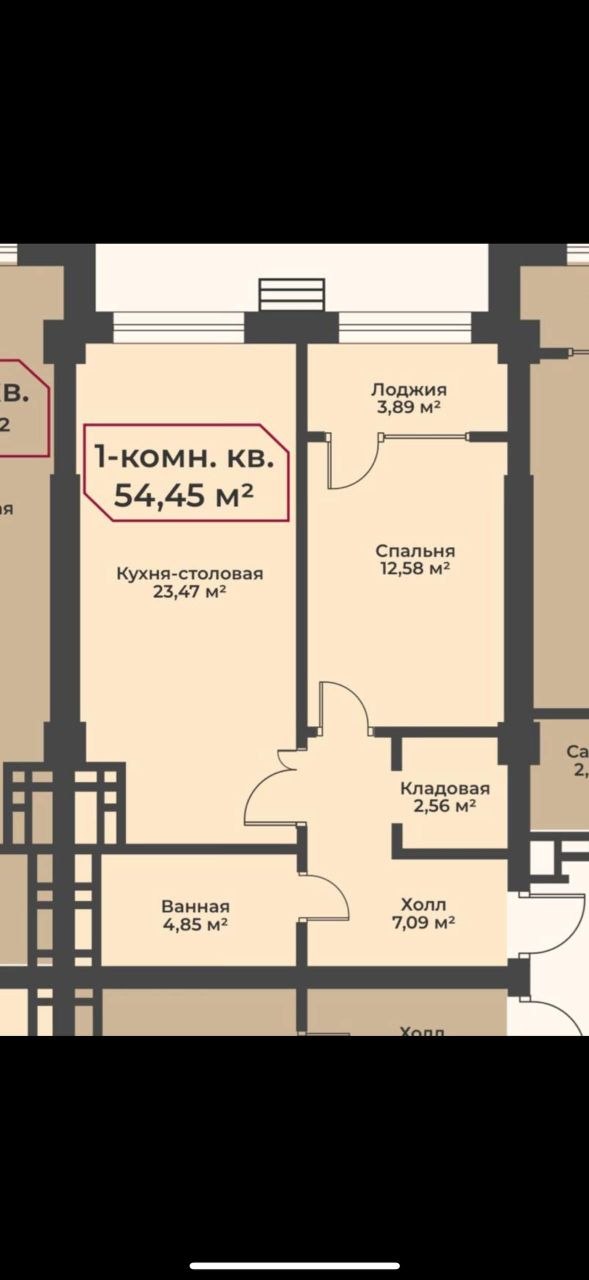 Элитка, 1 ком, 54 м2, этаж 6/16, Сост: Строящийся ПСО - фото 3