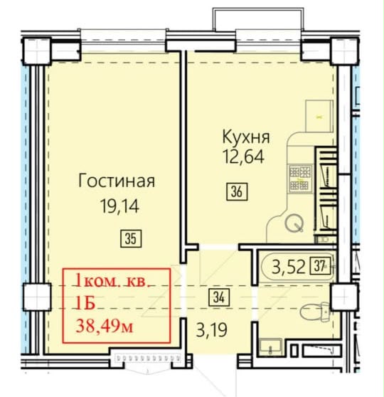 Элитка, 1 ком, 39 м2, этаж 13/14, ж/к Нью-Йорк сити (New York city), Сост: Строящийся ПСО - фото 2