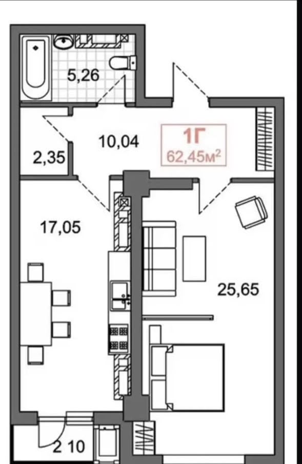Продажа, Элитка, 1 ком, 62.65 м2, этаж 2/16, ж/к Venezian, Сост: Сдан ПСО - фото 1
