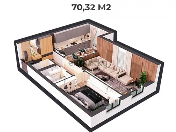 Элитка, 2 ком, 72.5 м2, этаж 14/16, ж/к Madison, Сост: Сдан ПСО - фото 1