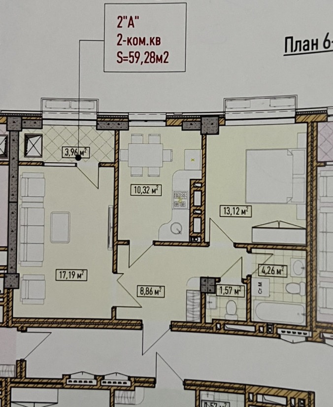 Элитка, 2 ком, 59.28 м2, этаж 11/15, ж/к Нью-Йорк сити (New York city), Сост: Сдан ПСО - фото 6