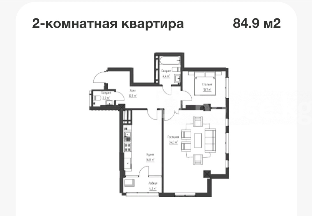 Элитка, 2 ком, 85 м2, этаж 12/15, ж/к Жилой комплекс Da Vinci (Да Винчи), Сост: Сдан ПСО - фото 1