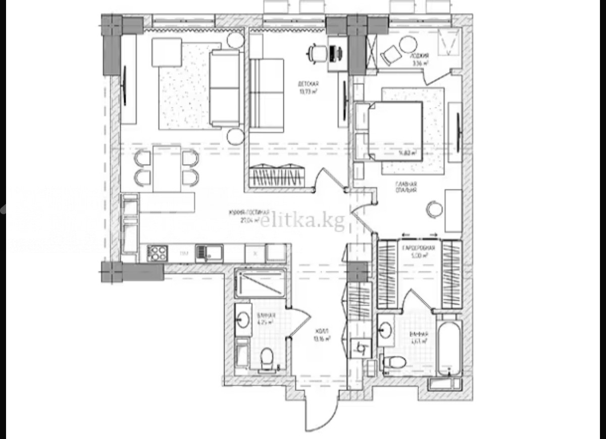 Элитка, 2 ком, 86 м2, этаж 14/18, ж/к Прайм Парк (Prime Park), Сост: Сдан ПСО - фото 2
