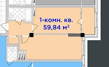 Элитка, 1 ком, 59 м2, этаж 2/12, ж/к ЖК Мерси (Merci) - фото 8