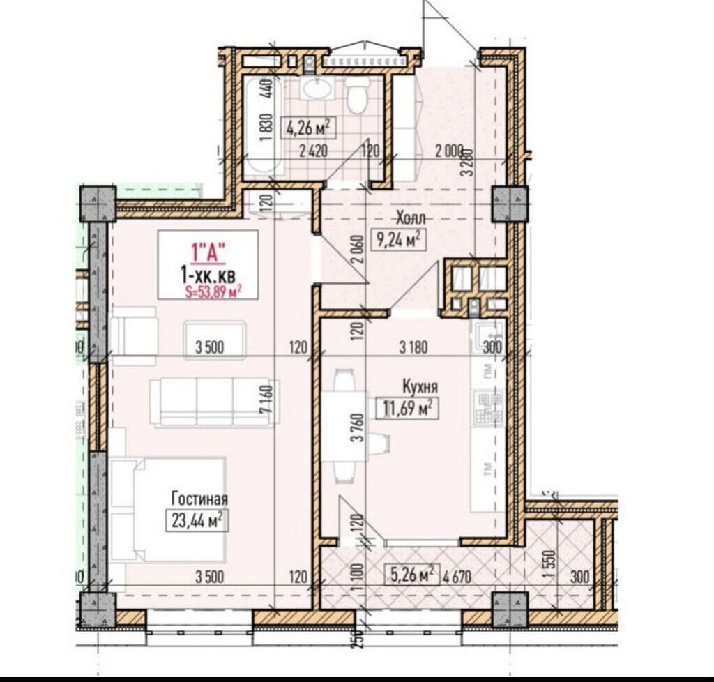 Элитка, 53.89 м2, этаж 9/14, ж/к Нью-Йорк сити (New York city), Сост: Строящийся ПСО - фото 3