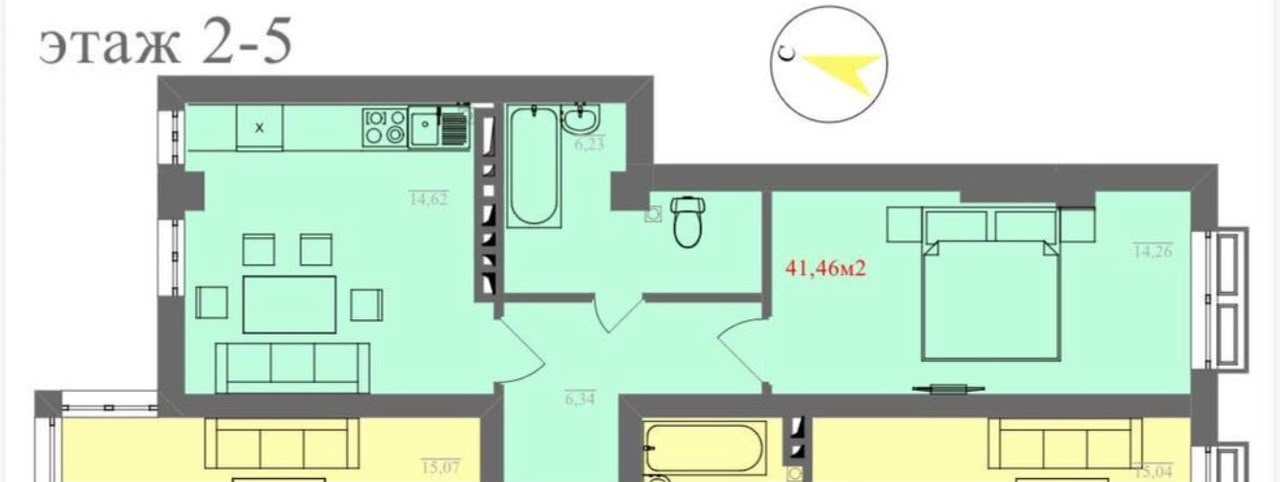 Элитка, 42 м2, этаж 4/5, ж/к Кут Парк (Kut Park), Сост: Сдан ПСО - фото 6