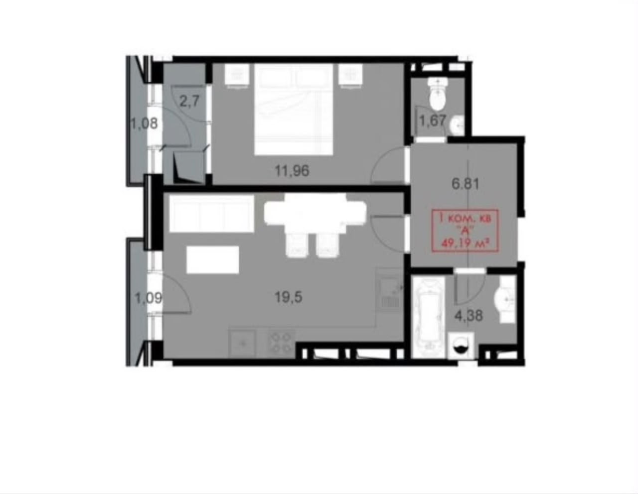 Элитка, 1 ком, 51 м2, этаж 14/16, ж/к BROOKLYN, Сост: Сдан ПСО - фото 3
