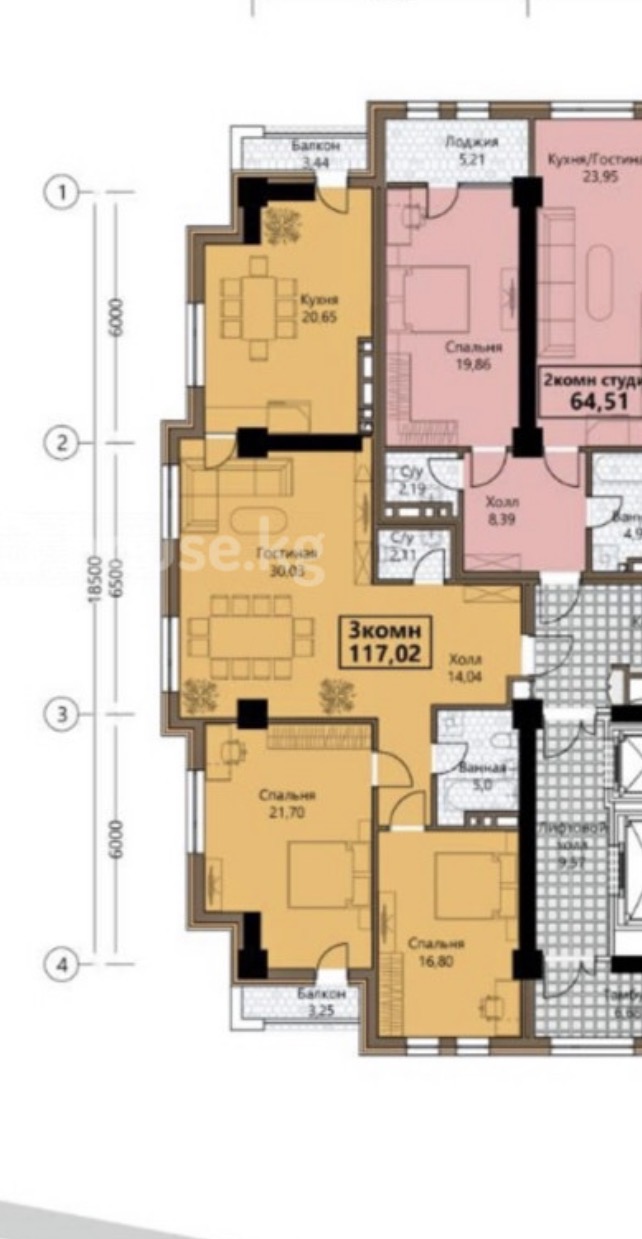 Элитка, 3 ком, 117 м2, этаж 6/18, ж/к ELIF GARDEN, Сост: Строящийся ПСО - фото 2