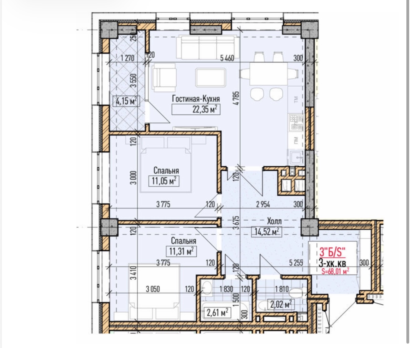 Продажа, Элитка, 3 ком, 68.01 м2, этаж 12/16, ж/к Нью-Йорк сити (New York city), Сост: Строящийся ПСО - фото 1