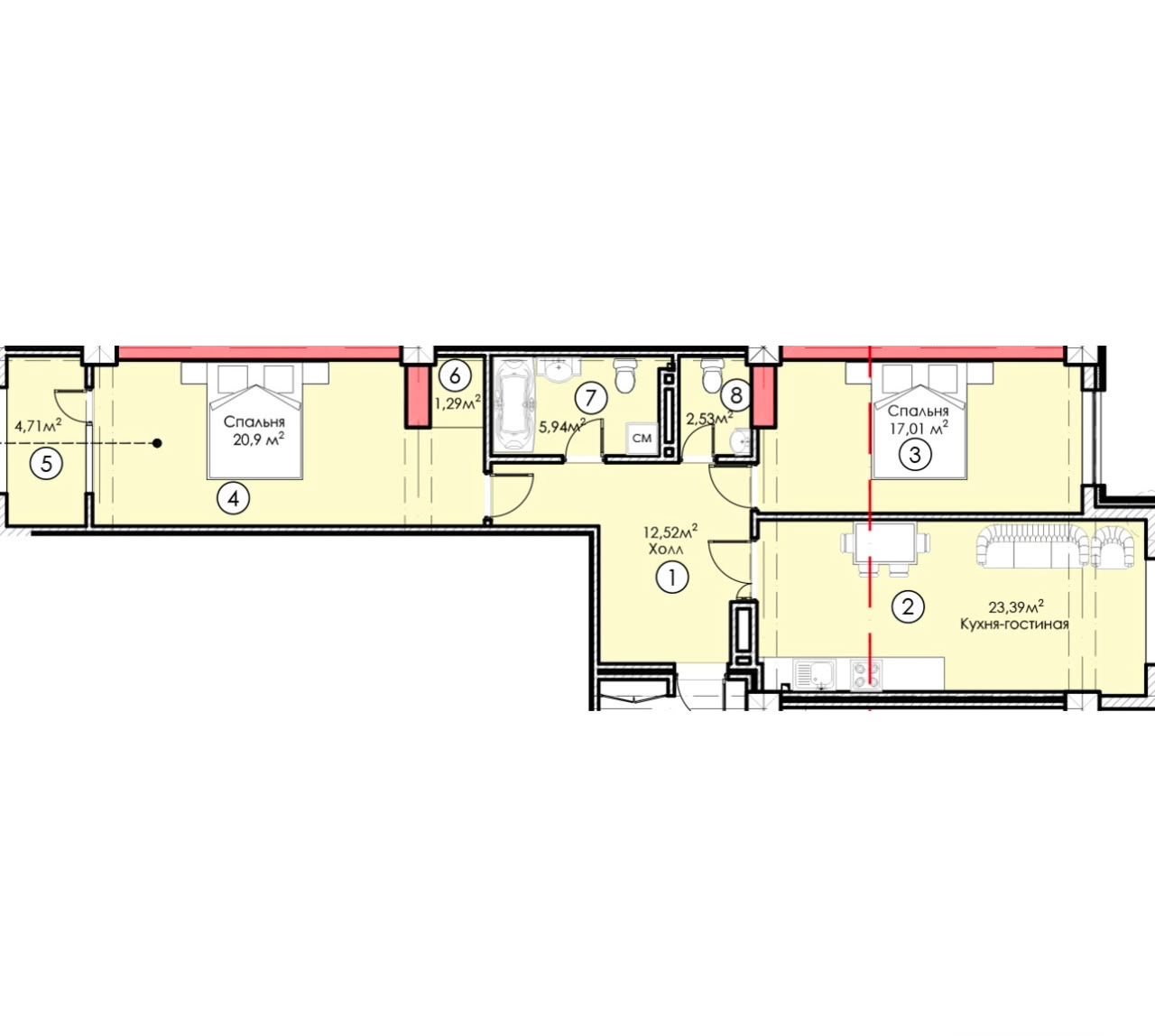 Элитка, 3 ком, 90 м2, этаж 4/13, ж/к Александрия (Alexandria), Сост: Евроремонт - фото 14