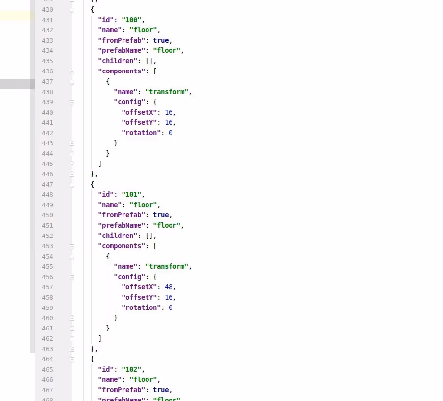 Пример конфига с описанием игровых объектов