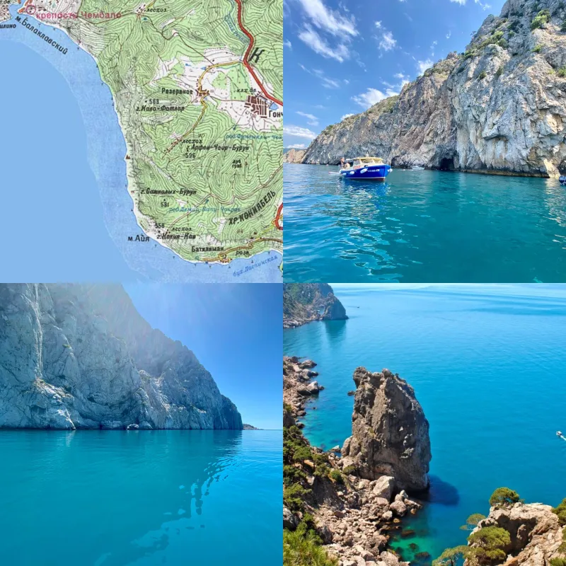 Коллаж из фотографий моря в Балаклаве