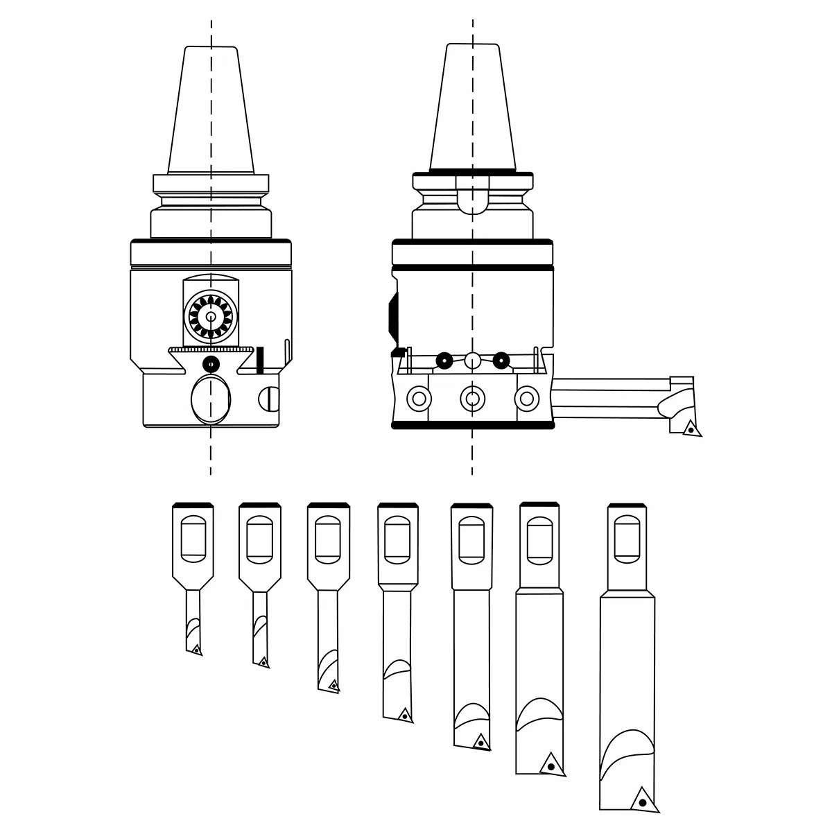 DB-S-BT40BHBSET88280 Набор инструментов для микрорасточки, 8 резцов, BHB, BT40, серия Standard
