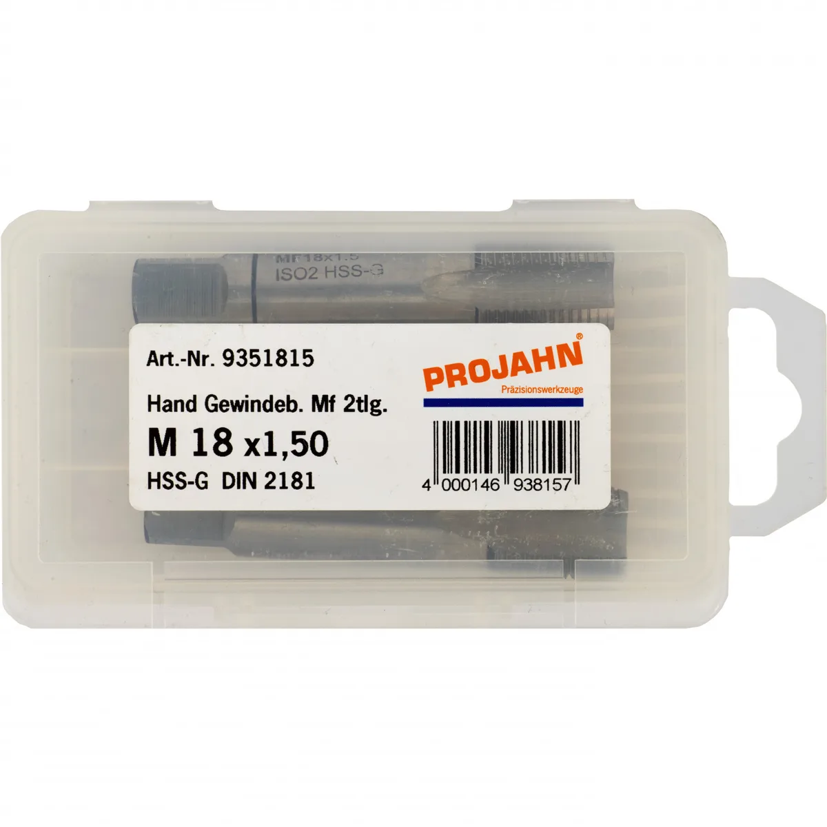 9351815 Метчики ручные Mf18x1,5, HSS, DIN 352, 6H, комплект из 2 штук