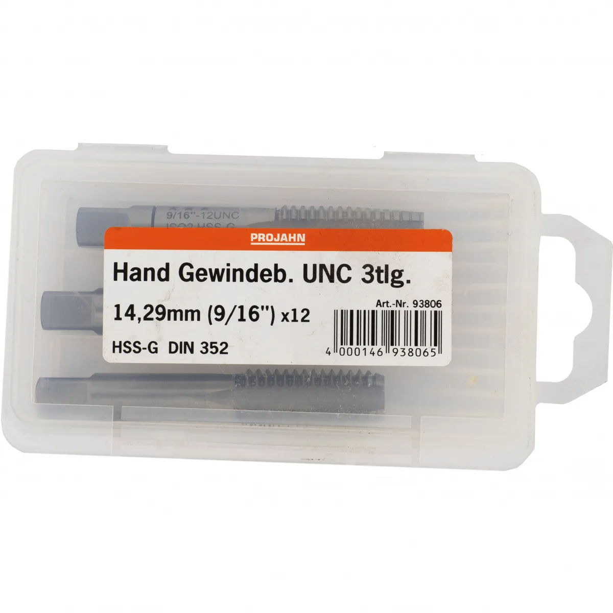 93806 Метчики ручные UNC 9/16-12, HSS, DIN 352, 2B, комплект из 3 штук
