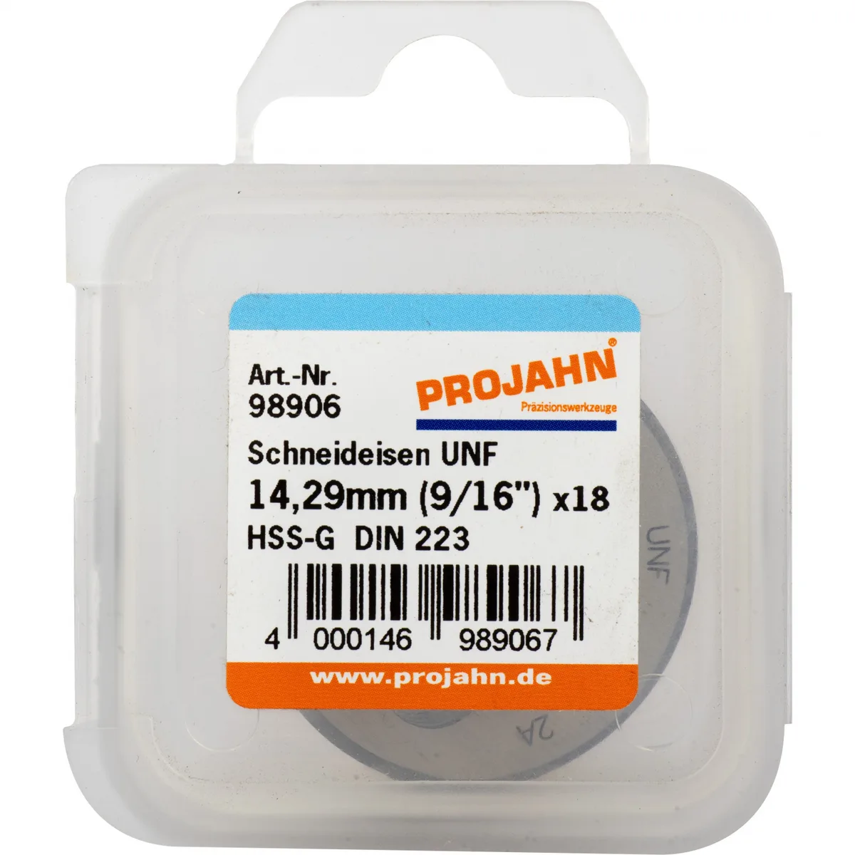 98906 Плашка UNF 9/16-18, HSS-G, DIN EN 22568, 2A, 38x10