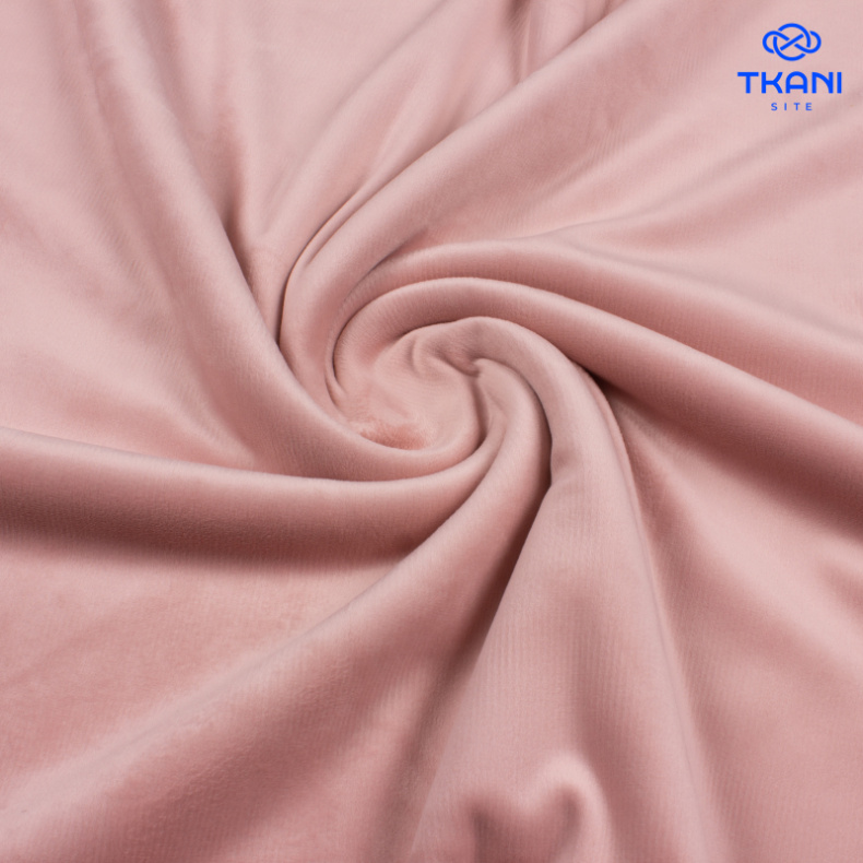 1632. Двухсторонний трикотаж. Велюр-вельвет. Нежный персик. от Tkani.site