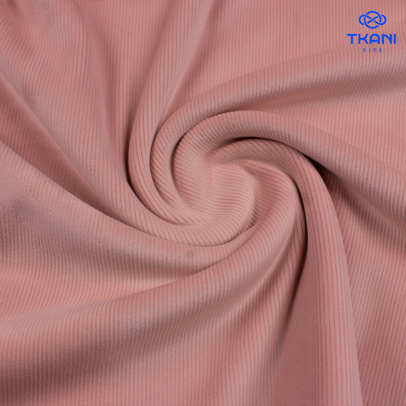 1632. Двухсторонний трикотаж. Велюр-вельвет. Нежный персик. от Tkani.site