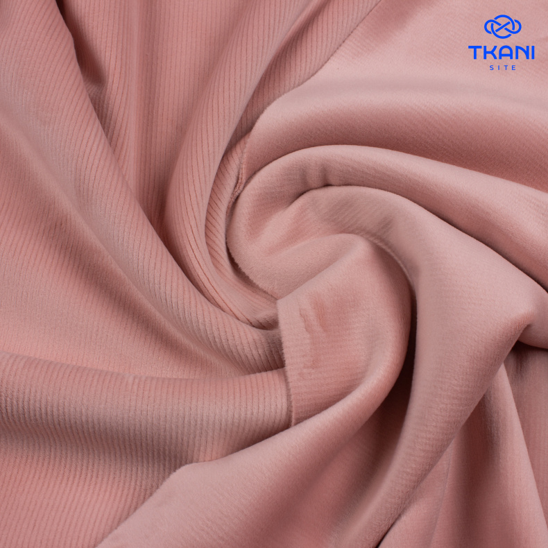 1632. Двухсторонний трикотаж. Велюр-вельвет. Нежный персик. от Tkani.site