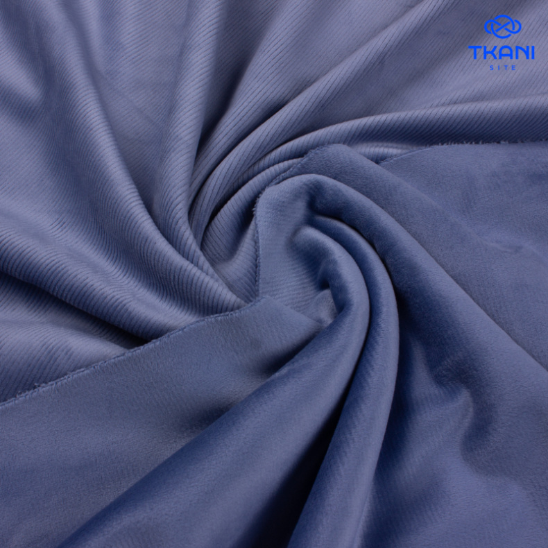 2478. Двухсторонний трикотаж. Велюр-вельвет. Голубой. от Tkani.site