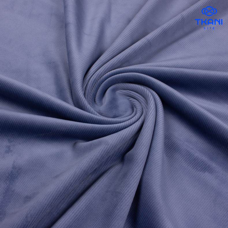 2478. Двухсторонний трикотаж. Велюр-вельвет. Голубой. от Tkani.site