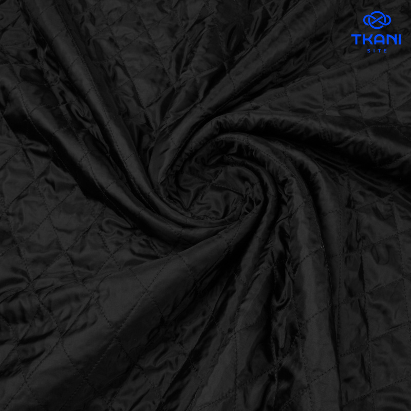 1706. Подкладочная стежка на ватине. Черный.