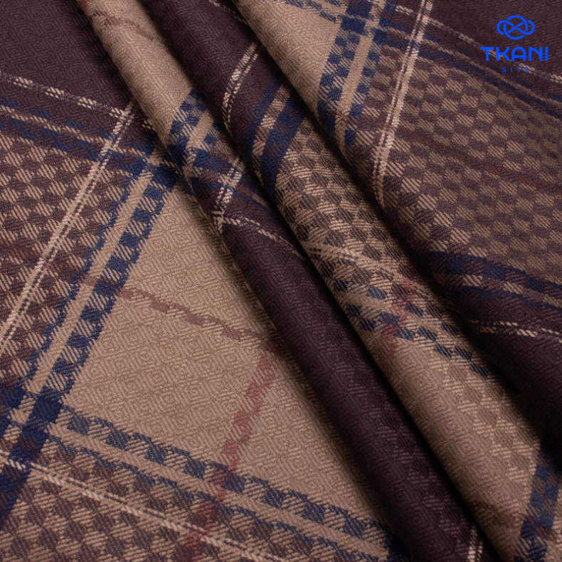 1709. Костюмная поливискоза. Жаккард. В клетку. от Tkani.site