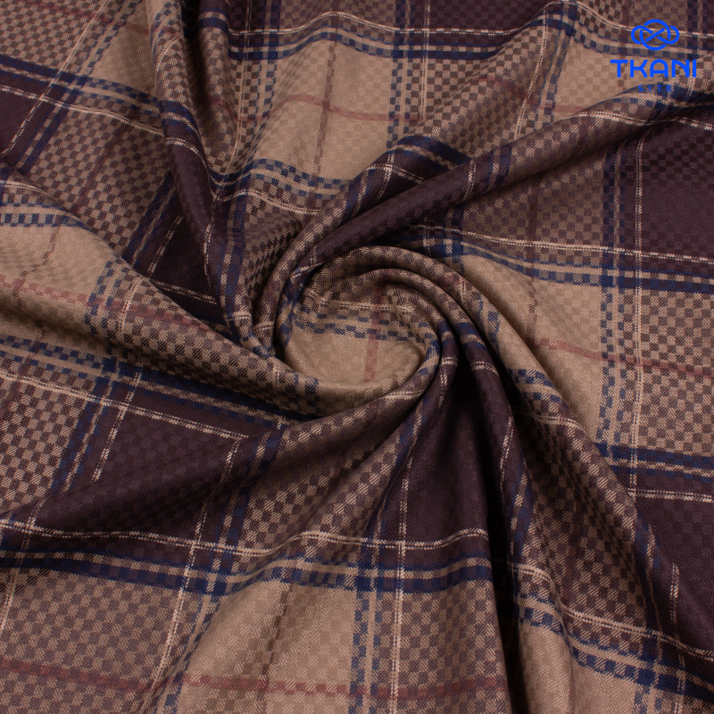 1709. Костюмная поливискоза. Жаккард. В клетку.