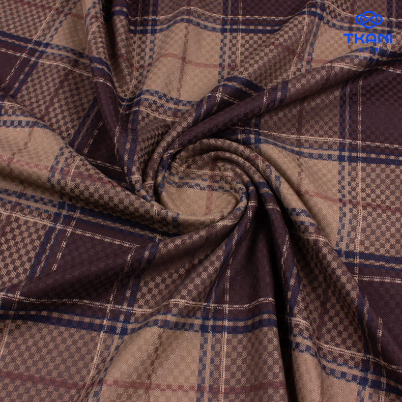 1709. Костюмная поливискоза. Жаккард. В клетку. от Tkani.site