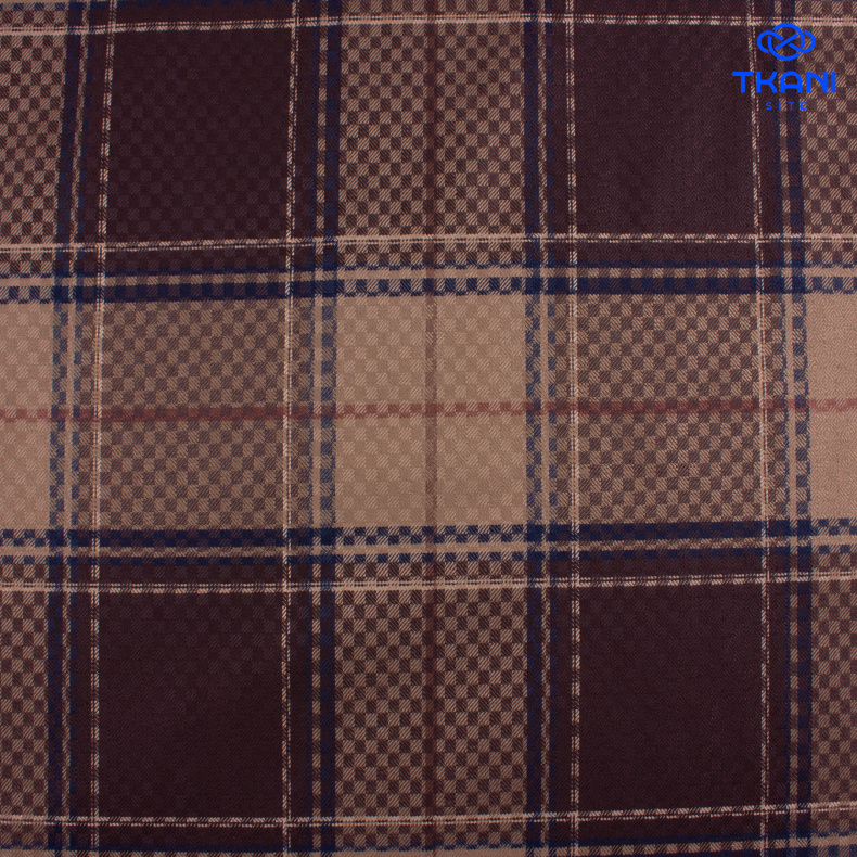 1709. Костюмная поливискоза. Жаккард. В клетку. от Tkani.site