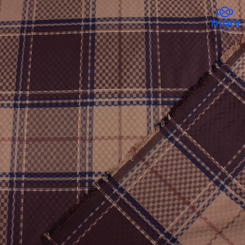 1709. Костюмная поливискоза. Жаккард. В клетку. от Tkani.site