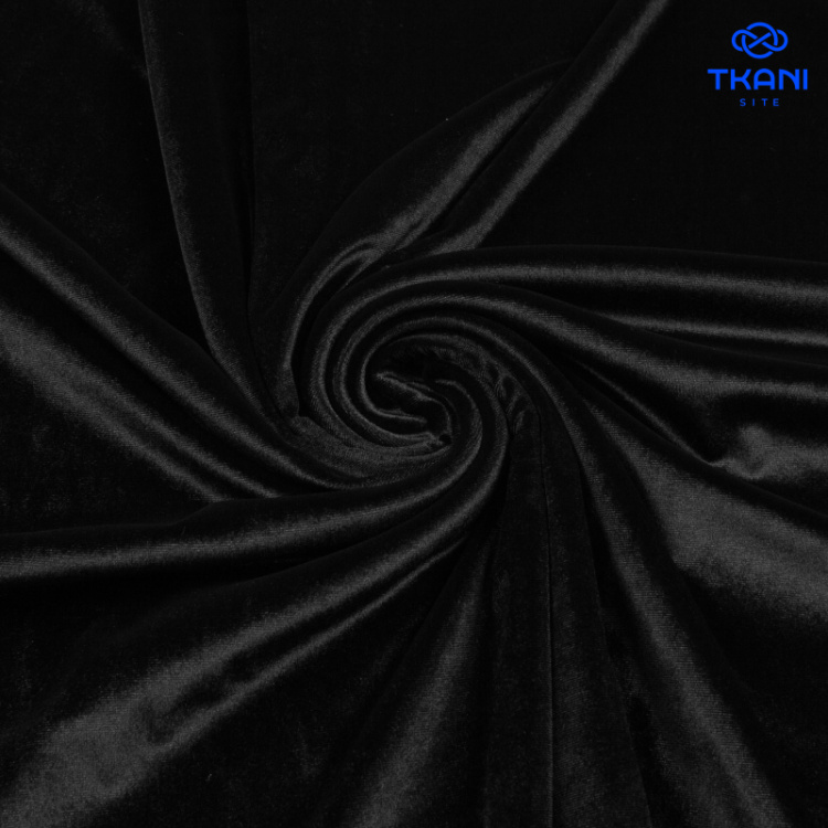 1742. Трикотажное полотно. Бархат. Черный.