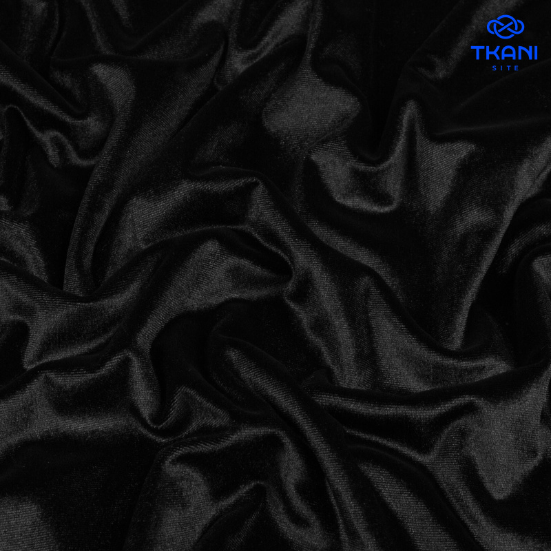 1742. Трикотажное полотно. Бархат. Черный.