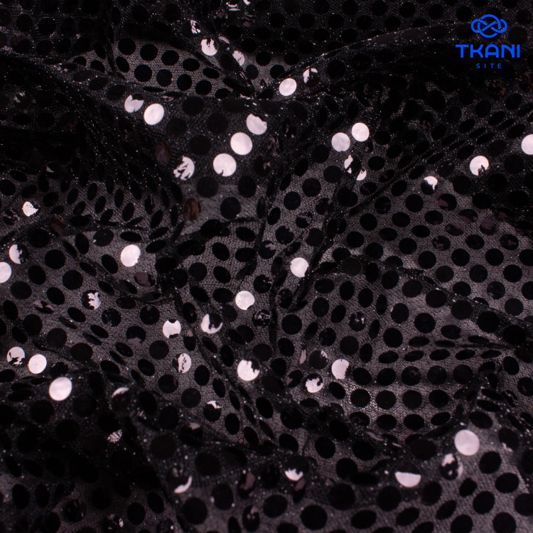 2598.Пайетки на сетке. Черный. Уценка!!! - фото 2