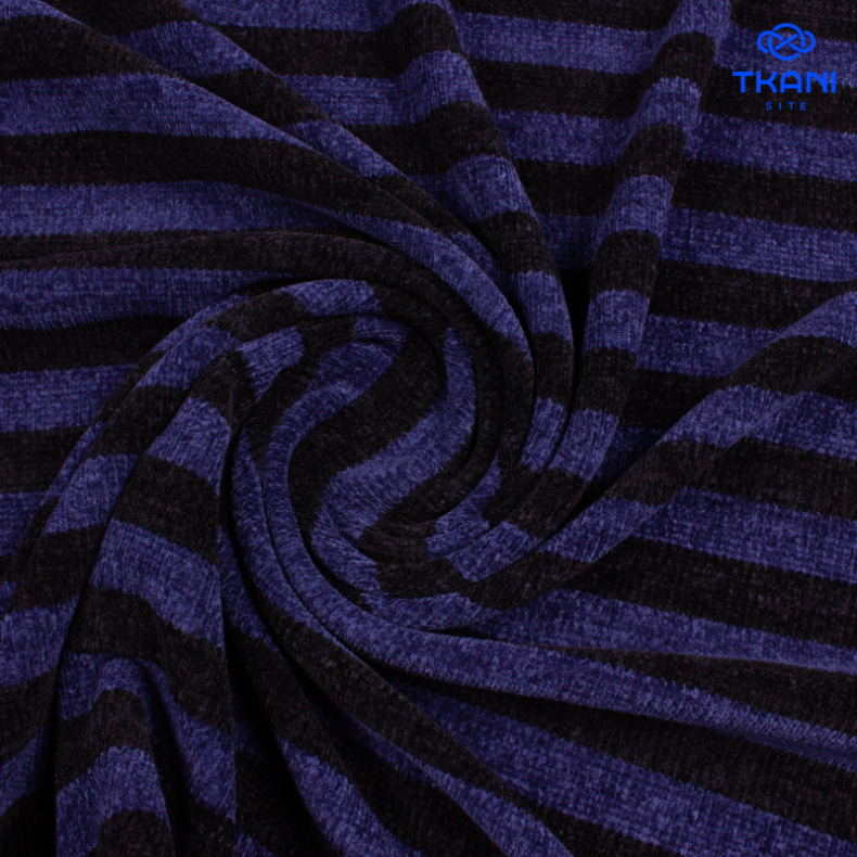 2657. Трикотажное полотно. Шенилл. В полоску от Tkani.site