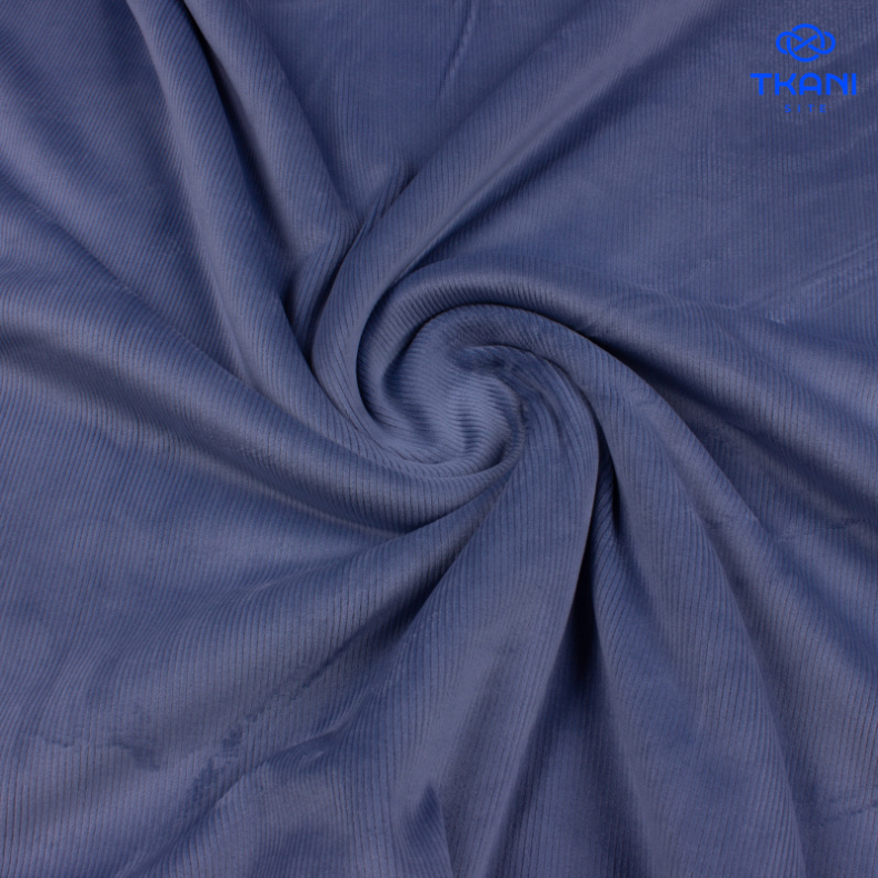 5009. Двухсторонний трикотаж. Велюр\вельвет. Темно-голубой. от Tkani.site