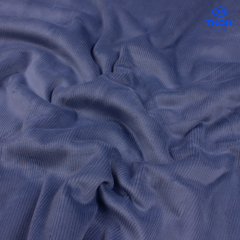 5009. Двухсторонний трикотаж. Велюр\вельвет. Темно-голубой. от Tkani.site