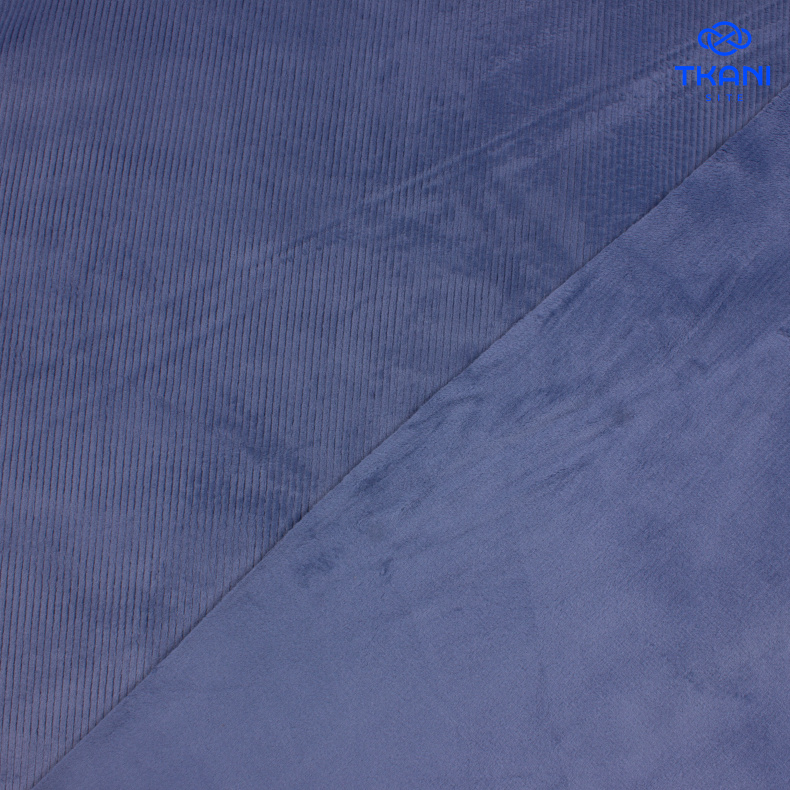 5009. Двухсторонний трикотаж. Велюр\вельвет. Темно-голубой. от Tkani.site