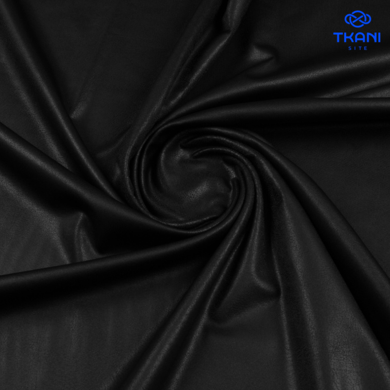 5035. Тонкое трикотажное полотно с покрытием под вареную замшу. Черный. от Tkani.site